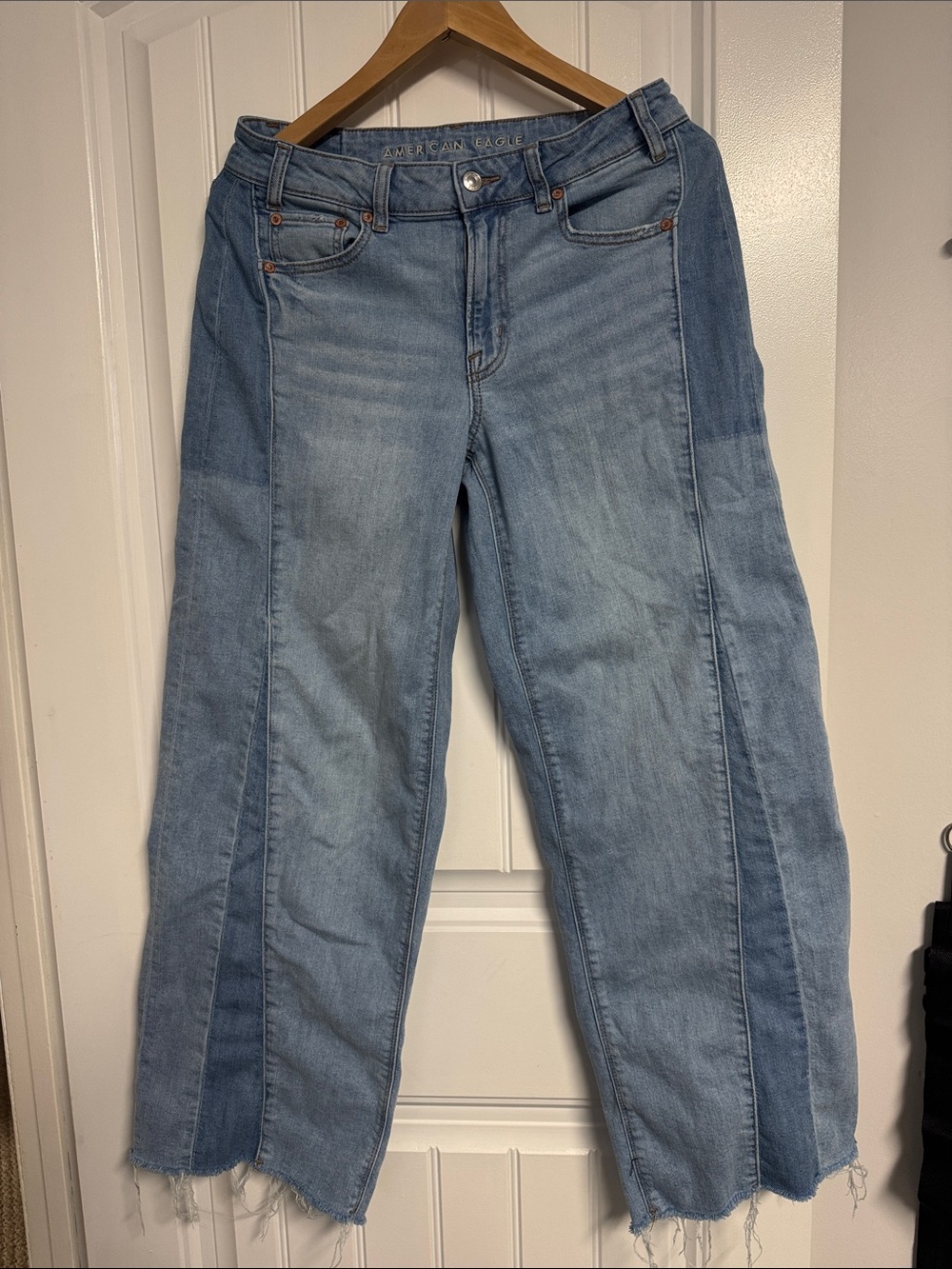 American Eagle Outfitters Two-Tone Light Blue Flared Jeans
